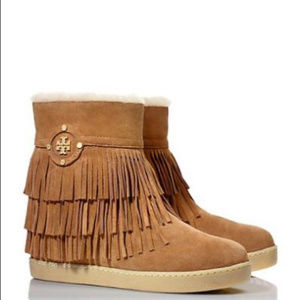 Tory Burch Collins Tan Fringe Boot - Size 8